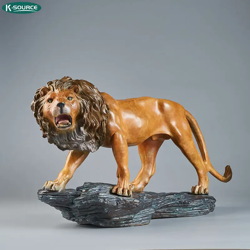 Statuette de Lion en laiton, Statue d'animaux de collection, artisanale, décoration de maison, en bronze