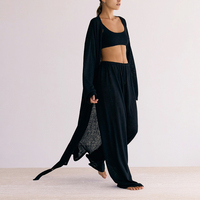 QINSI tricoté femmes vêtements de détente 3 pièces ensembles Pijama solide Viscose Pj lâche longues Robes sous-vêtements femmes vêtements de nuit printemps