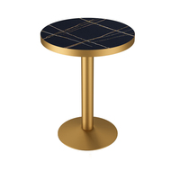 WEKIS Moderne Nordique De Luxe En Plein Air Base En Métal Loisirs Plateau Rond Faux Marbre Table Basse En Bois Restaurant Bar Café Table Pied