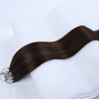Extensions de tresses au crochet en cheveux humains indiens Remy, style plumes, pour tresses bohèmes, ondulations Water Wave, double trame machine, Micro-Link/Fusion