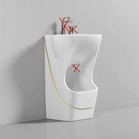 Nouveau lavabo monobloc de style musulman moyen-oriental avec robinet à double trou, en céramique, pour le lavage du visage, des mains et des pieds, accessoires inclus