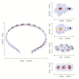 Diadema con Clip para Niñas, Estilo Dulce, con Margaritas Bordadas, Pasador de Pelo de Encaje, Accesorios para el Cabello de Princesa, Regalo, Marca LX - Product Image 1