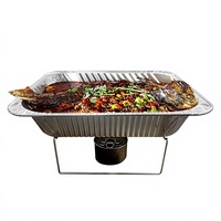 Maßgefertigte Grillfisch-Box für Takeaway, Barbecue-Lieferset, Hitzebeständiger Einweg-Rechteckiger Aluminiumfolienbehälter