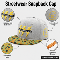 Gorra Snapback Gris con Visera Plana, Bordada, Estilo Urbano, Ajustable, Seis Paneles, Venta al Por Mayor OEM