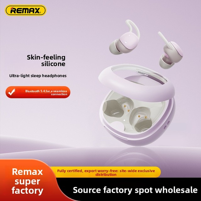 REMAX New Sleep Headphones-Wireless for 5.4 Active Noise Cancellation (ANC) Waterproof Design Compact Soft Earplug Fit 8