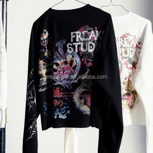 Manufacturer Custom Long Sleeve High Quality Graphic Printed Thermal Knitted Cotton Boxy Fit T-<b>Shirt</b> <b>Waffle</b> <b>Shirt</b> Long Sleeve - Product Image 1