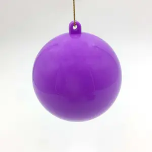 Dongguan 7cm zwei halbe Weihnachten kunststoff ball lila runde Weihnachten kunststoff ball