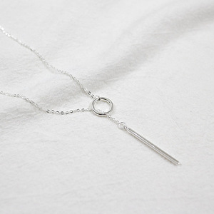Collier de <span class=keywords><strong>chaîne</strong></span> géométrique en <span class=keywords><strong>argent</strong></span> sterling 925 collier de déclaration de cercle de verrouillage colliers cuboïdes longs pour les femmes - Product Image 2