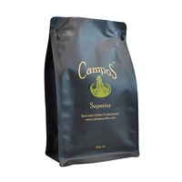 Sacs d'emballage pour grains de café YSH de haute qualité, à fond plat, en plastique souple, avec film de laminage brillant, pochette à fermeture éclair à fond carré brillant