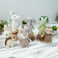 Boneka Amigurumi Hewan Mini Rajutan Lembut Kustom Kecil Grosir Dinosaurus Buatan Tangan Mainan Bayi Rajut