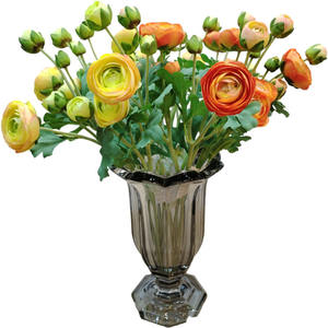 Haute qualité mariage fleurs artificielles plantation cheveux 5 têtes rosée Lotus salon Table décoration soie le tissu fleur Lu Lian - Product Image 1