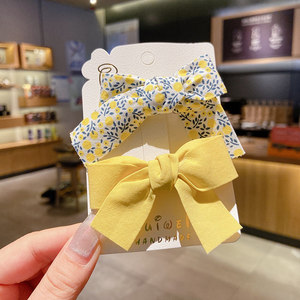 Floral Print <b>Bow</b> Hair <b>Clips</b> Set Cute Solid Color Fabric Barrettes Side Bangs Decor Pins For Girls Kids Princess Hair Accessories - Product Image 5