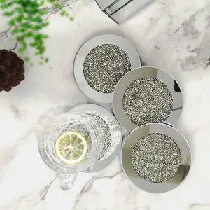 Grosir Tatakan Gelas Cermin Pecahan Berlian Cangkir Tatakan Dekorasi Atas Meja untuk Pesta Pernikahan Restoran Dapur