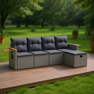 ชุดโซฟาหวายสีเทาเข้มสำหรับสวน 4 ที่นั่ง เฟอร์นิเจอร์กลางแจ้ง ดีไซน์ร่วมสมัย - Product Image 2