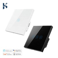Sakelar Lampu Pintar Panel Sentuh 10A WiFi 2 Arah untuk Otomasi Rumah Tanpa Kabel Netral Diperlukan, Berfungsi dengan Aplikasi Smart Life