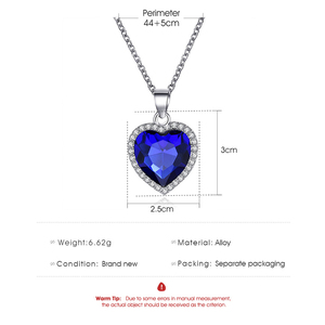 Ocean Collection Jewelry Ocean Blue Green strass Titanic Heart of the Ocean Big Love <span class=keywords><strong>collana</strong></span> a catena con collare a <span class=keywords><strong>cuore</strong></span> in cristallo - Product Image 2