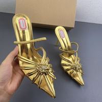 ZA2026 Nouvelle Collection Été – Sandales à fleurs métalliques style européen pour banquets formels, avec talons fins sexy, idéales pour l'extérieur et les tenues à talons hauts