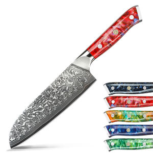 Coltello Santoku in acciaio damasco da 7 pollici con manico in resina antiscivolo affilato e resistente per <span class=keywords><strong>chef</strong></span> domestici - Product Image 1