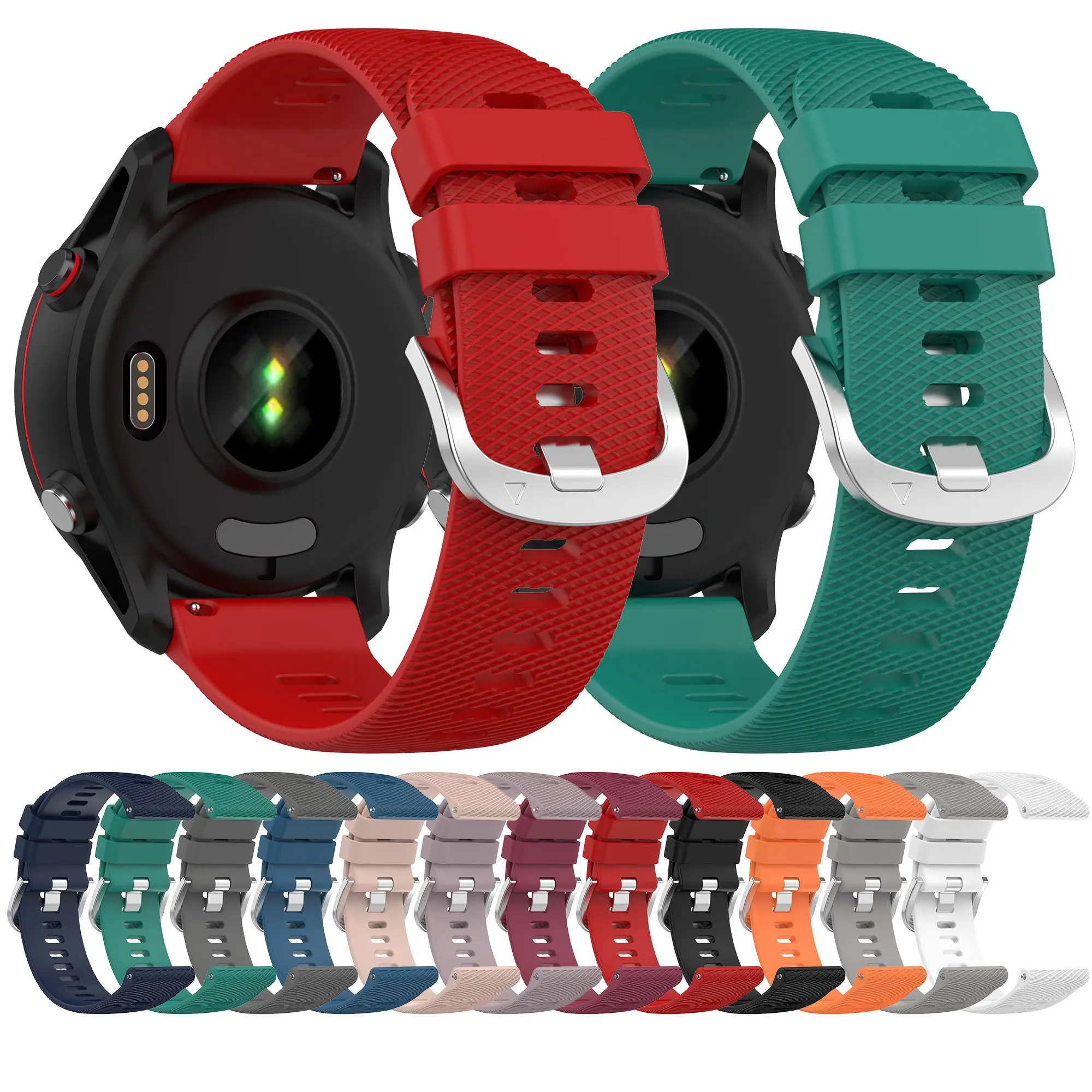 Tali jam tangan karet asli, 22mm untuk Garmin Venu 2 Vivoactive 4 tali jam silikon untuk Garmin forerunner Music