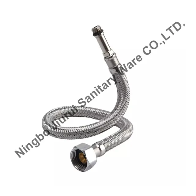 F 1/2" X M10 Stainless Steel 304 Braided Flexible Hose for Hot &Cold Faucet Connector