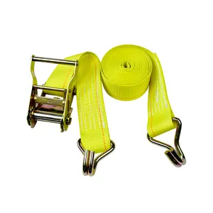 Chine Double J Crochets 50mm 2 Inch Yellow Tie Down Ratchet Cargo Strap pour Wheel Control-Fournisseur Product