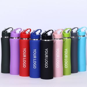 Customized Luxury Portable Gym Sports <b>Flask</b> Vacuum Stainless Steel Insulated Carabiner Water Bottle Straw for Business Gifts - Product Image 1
