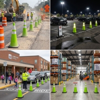 Cône de signalisation SMT en PVC vert de 90 cm (36 pouces) avec base noire à deux pièces emboîtables, robuste, certifié EN13422, pour avertissement de sécurité
