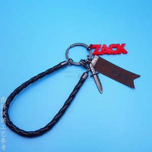 Llavero personalizado de cuero con borla y cinta tejida, accesorios de aleación de zinc con logo, colgante de llavero de celebridad. - Product Image 2