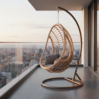 Chaise Balançoire de Jardin en Rotin Contemporaine Personnalisée pour l'Extérieur