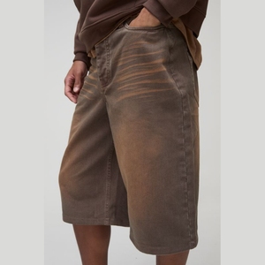 Pantalones Cortos de Mezclilla Estilo Streetwear Personalizados, Lavado Desgastado, Retro, Holgados, de Pierna Ancha para Hombre - Product Image 2
