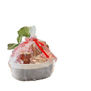 <span class=keywords><strong>Piccolo</strong></span> regalo moderno carino baby shower ovale grigio chiaro e bianco su misura corda di cotone pieghevole intrecciata cesti per soggiorno - Product Image 4