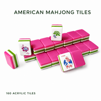 Tuiles de Mahjong Américain Vert Rose Besoke en Acrylique de Luxe pour Divertissement