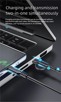 Durable Nylon Trenzado 60W USB Tipo C Cables DE DATOS 2 en 1 Cable de carga rápida para Apple IOS y teléfono Android