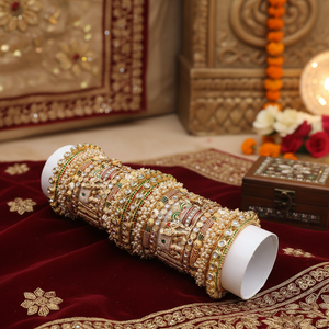 Handcrafted Kundan Meenakari Bangles <b>Set</b> with Pearls Designer Openable Jewelry Premium Bridal Collection - Product Image 3