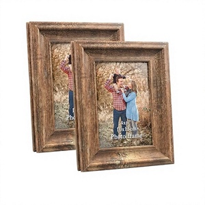 Natural Brown <b>Rustic</b> Wooden Photo Frame With Real Glass For <b>Home</b> Living Room Office Farm House Wall Tabletop <b>Decor</b> - Product Image 1