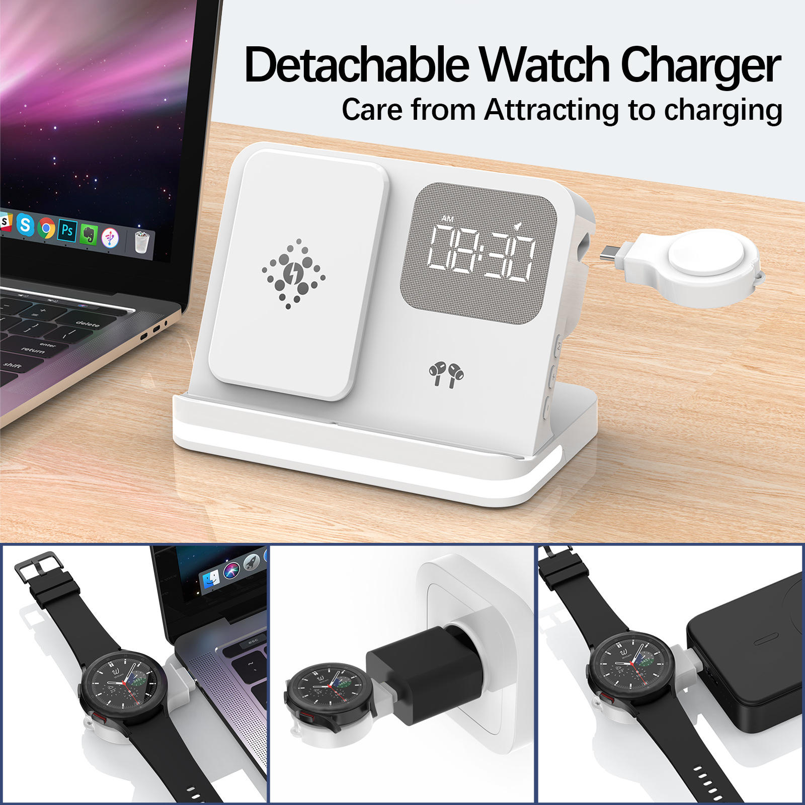 Convenient 3 in 1 15W Wireless Charger Cross-Border New Home Use Foldable for Huawei for Apple for Samsung Phones Watches