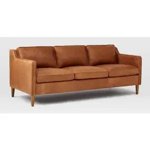 industrial & vintage solid wood & Living room furniture genuine leather three seater sofa