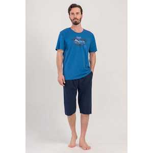 Conjunto de pijama capri de manga corta con cuello redondo y bolsillos para hombre - Product Image 4