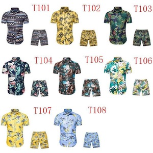 Moda impresa verano Casual hombres playa manga corta flor camisa hawaiana <span class=keywords><strong>Conjunto</strong></span> personalizado - Product Image 5