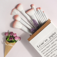 Juego de 11 Brochas de Maquillaje Veganas Blancas de Alta Gama para Mujer, Brochas de Maquillaje Profesionales de Lujo de Marca Privada Personalizadas