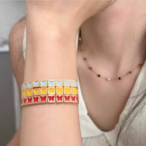 Nuevas Pulseras de Moda con Cuentas de Mariposa para Mujer, Aleación de Zinc, Color Dorado, Brazalete Elástico, Joyería de Moda, Regalo <span class=keywords><strong>2026</strong></span> - Product Image 2