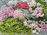 S511 Grosir Bunga Mawar Hydrangea Buatan Berkualitas Tinggi, Rangkaian Warna Pink Putih dan Hijau, Mawar Hydrangea Buatan F