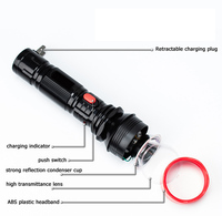 Lampe torche LED rechargeable USB haute luminosité, étanche, pour camping en extérieur, ABS, 4 types, 2 couleurs, lumière puissante, pour situations d'urgence