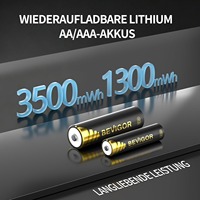 Baterai Lithium Ion AA AAA Isi Ulang BEVIGOR Tipe C 1.5V 1300/3500mwh Baterai Lithium Ion Silinder dengan Pengisi Daya 8 Slot