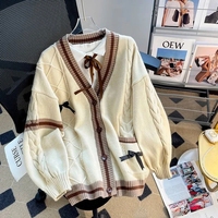 Deeptown doux Coquette chandails Cardigan femmes Kawaii nœud tricoté Cardigan japonais Preppy Style Lolita tricots JK pulls