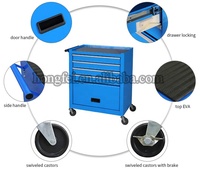 Chariot à outils HONGFEI à 4 tiroirs, robuste, en acier, verrouillable, service OEM ODM pour garage domestique, poste de travail mobile, usine certifiée BSCI