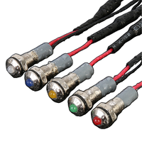 Ventes chaudes, voyant lumineux LED en laiton nickelé à tête plate de 6 mm, étanche IP65, 220 V, voyant lumineux de signalisation, cordon de 150 mm