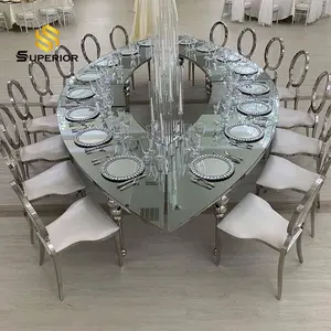 2023 banchetto ovale sala da pranzo centro de tavoli per feste noleggio mobili specchio tavolo di nozze per eventi