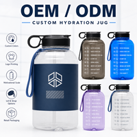 Bouteille d'eau motivante de 1 gallon avec marqueur de temps, paille et poignée, grande capacité de 128 oz en PETG, gourde de sport