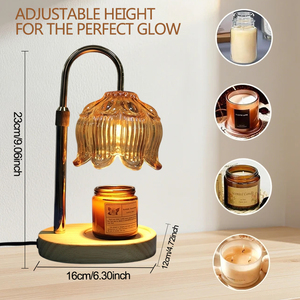 Lampada Scaldacera Elettrica Vintage a Forma di Campana in <span class=keywords><strong>Legno</strong></span>, Scalda Candele e <span class=keywords><strong>Cera</strong></span>, Luminosità Regolabile, Lampada per Aromaterapia per Interni - Product Image 2